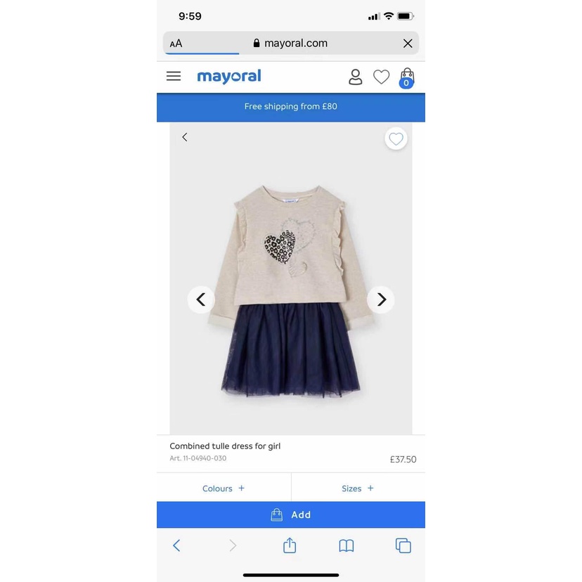 [2Y-9Y] Set váy áo Mayoral chân voan xuất dư xịn nhiều màu cho bé gái