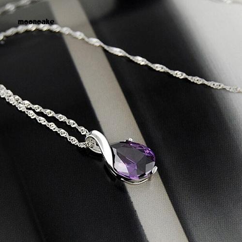 Dây chuyền đính đá tím mặt giọt nước phong cách sang trọng