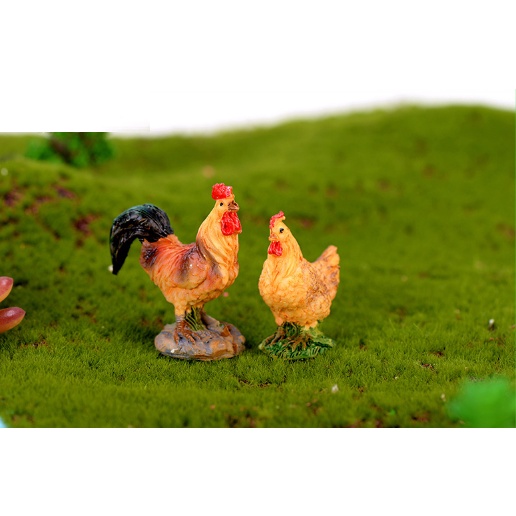 ❤❤Cặp Gà Trống Mái Hoa Mơ Xinh Xắn❤❤ Phụ Kiện Trang Trí Tiểu Cảnh Sen Đá, Terrarium, Decord Mô Hình
