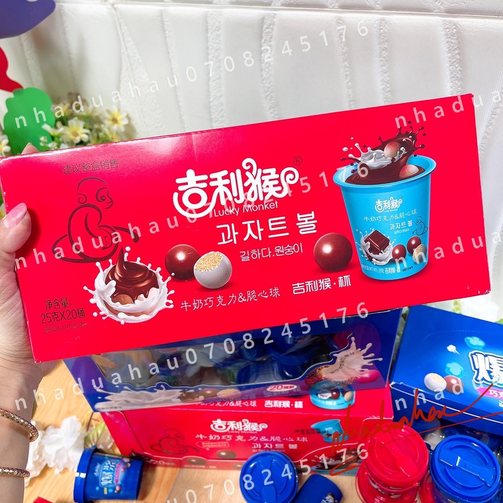 Xô kẹo sô cô la viên mix bánh oreo kèm muỗng múc mini dễ thương Hongkong xô 25gam