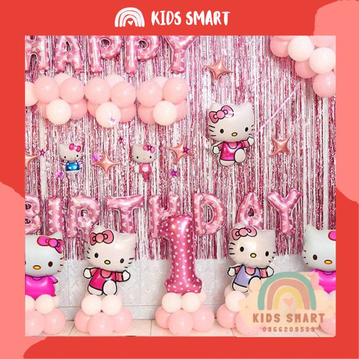 Set Trang Trí Sinh Nhật Kitty Cho Bé Gái🎁🎁FREESHIP🎁🎁 ComBo Trang Trí Sinh Nhật, Tiệc Thôi Nôi, Đầy Tháng Siêu Đáng Yêu