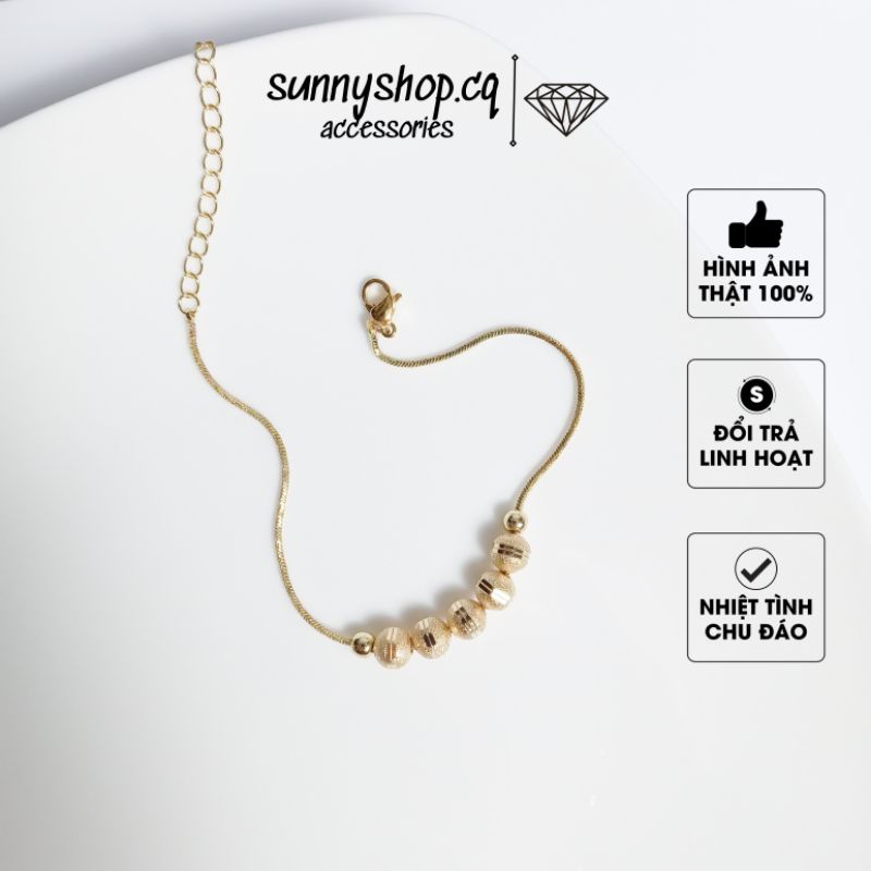 Vòng Tay Titan Không Gỉ Sunny Hình Quả Cầu Vàng Thời Trang Cho Nữ-VT07
