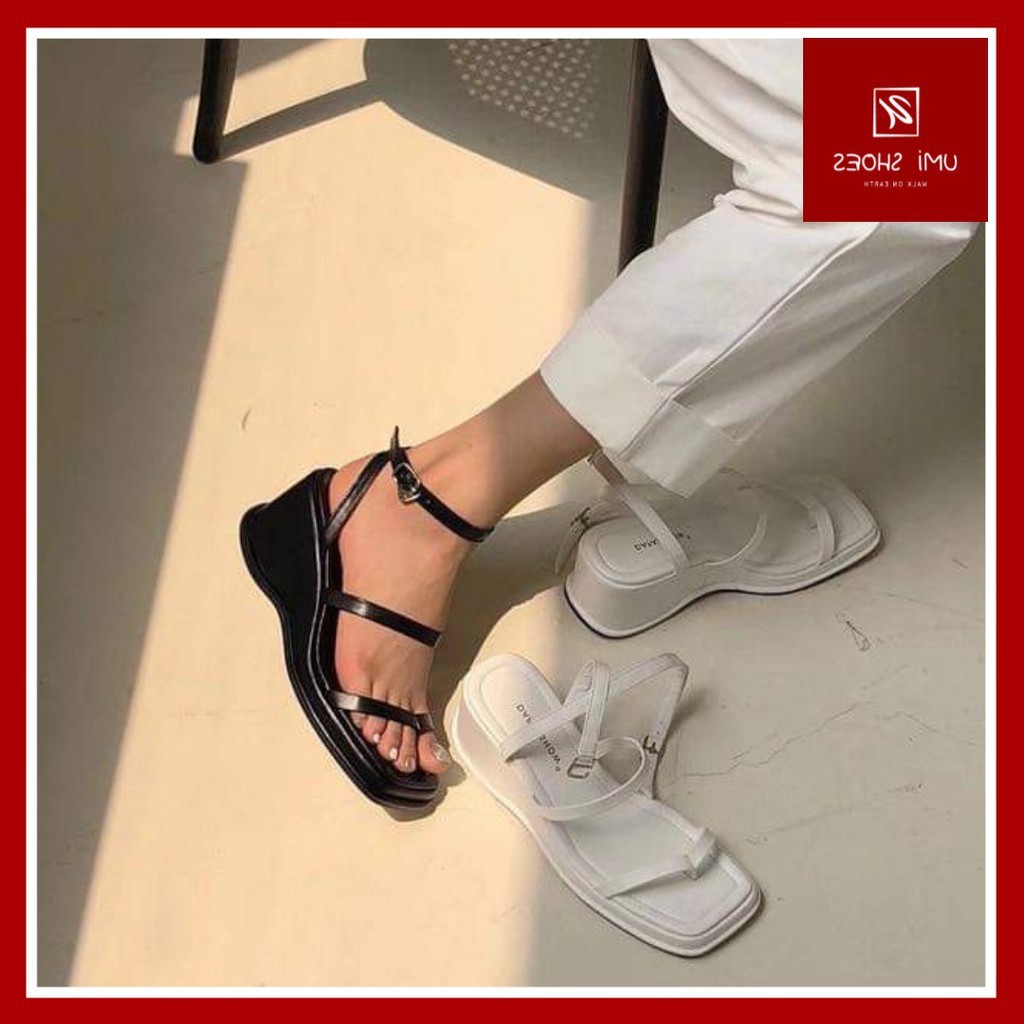 sandal cao gót dưới 7cm [HOT 2021] Giày sandal đế xuồng quai mảnh mã VML0 xỏ ngón kẹp thời trang phối nhiều phong cách n