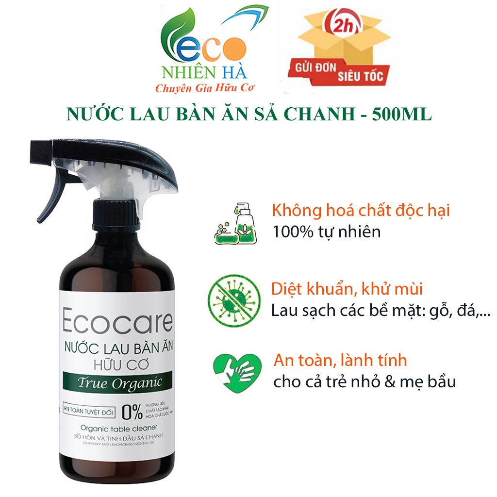 Nước lau kính ECOCARE 500ml tinh dầu sả chanh, lau bàn ăn, lau bếp, đuổi muỗi, khử khuẩn