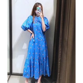 Đầm suôn xanh hoa nhí