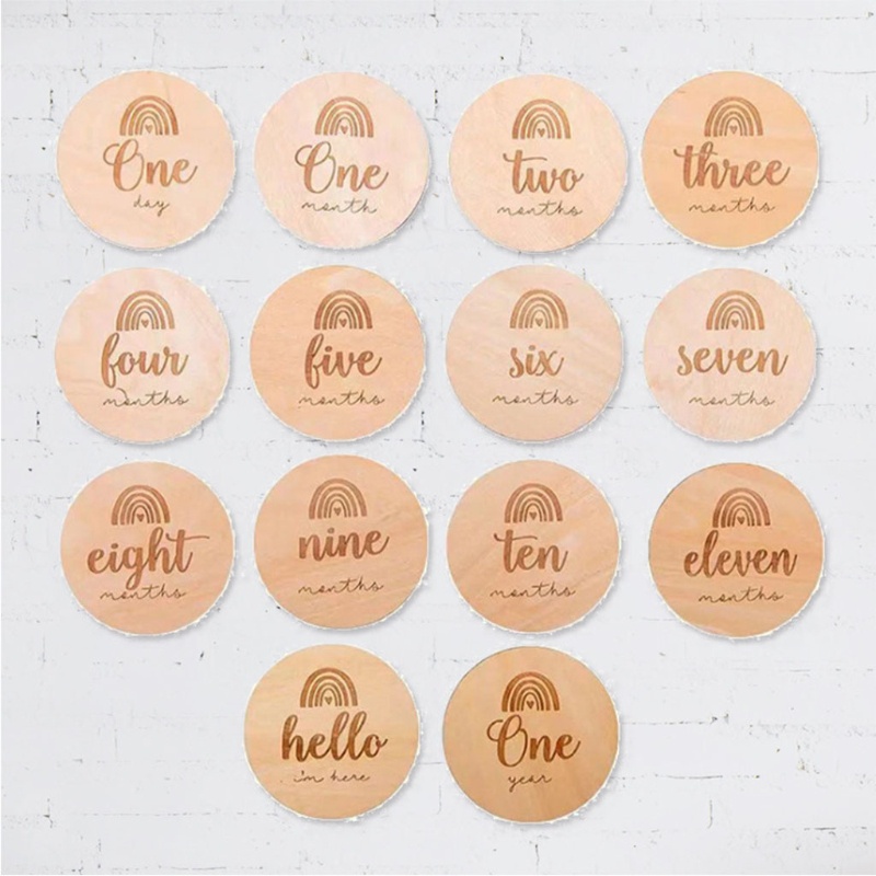 Set 14 Thẻ Gỗ Tròn Đánh Dấu Ghi Chú Treo Cửa Ra Vào / Móc Treo Đồ Tiện Dụng