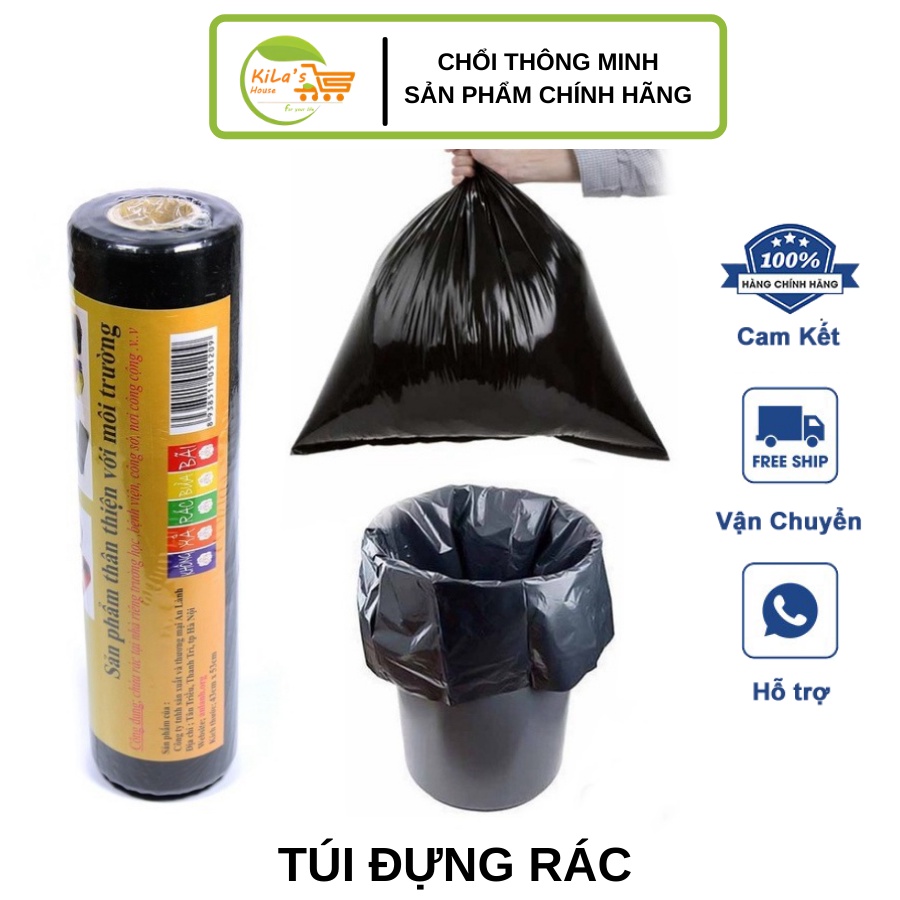 Túi bóng nilon đen đựng rác gia đình, công nghiệp tự phân hủy AL [Nhiều size] - Túi đựng rác nilon màu đen