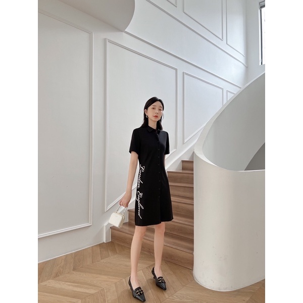 Đầm suông ngắn tay cổ sơ mi thương hiệu Burberry cao cấp mẫu mới