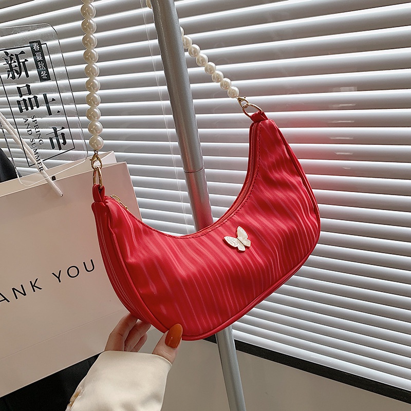 IELGY Túi Đeo Vai Đính Ngọc Trai Nhân Tạo Màu Sắc Đơn Giản Thời Trang Cho Nữ