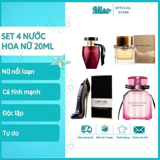 Nước Hoa Nữ Tester [Combo 4 Tiết Kiệm] Nước Hoa Nam Mini 20ml Phong Cách Nổi Loạn - Độc Lập - Tự Do - Cá Tính
