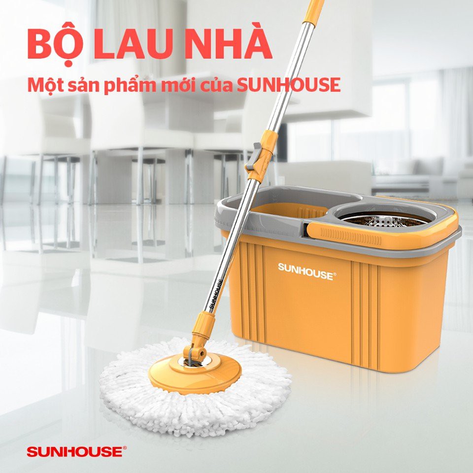 bộ cây lau nhà sunhouse xoay 360 độ KS-CL350PB siêu thấm hút, sạch bóng và bền lâu