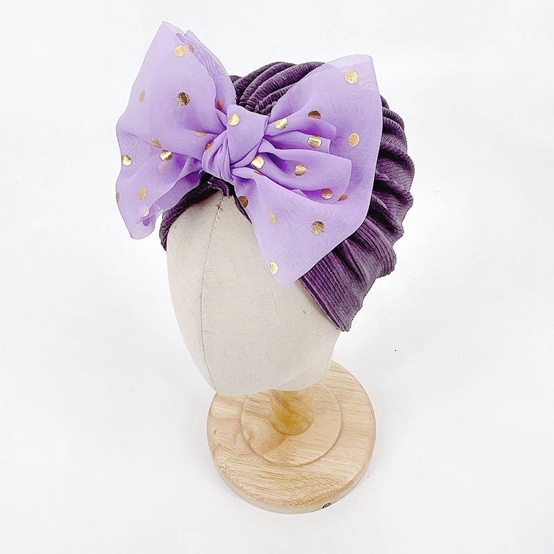 Băng Đô Nơ Họa Tiết Chấm Bi Chất Liệu Mềm Mại Giữ Ấm Cho Bé Gái