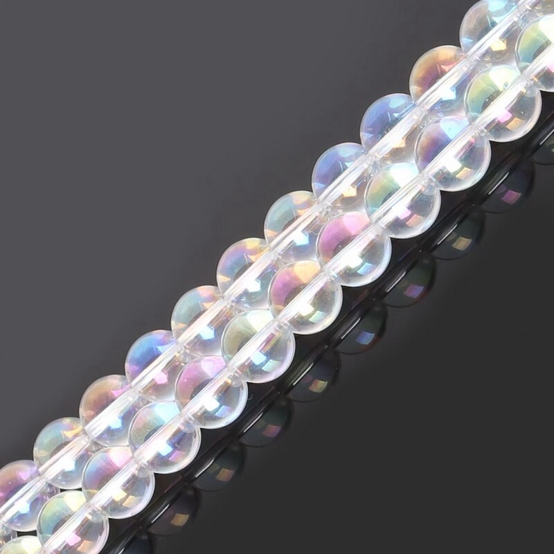 Hạt thủy tinh màu trắng 4-12mm bề mặt mịn dùng làm trang sức diy