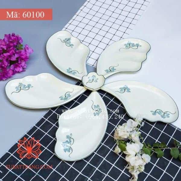 Set đĩa cánh tiên gốm sứ Bát Tràng cao cấp trắng trơn 2 size