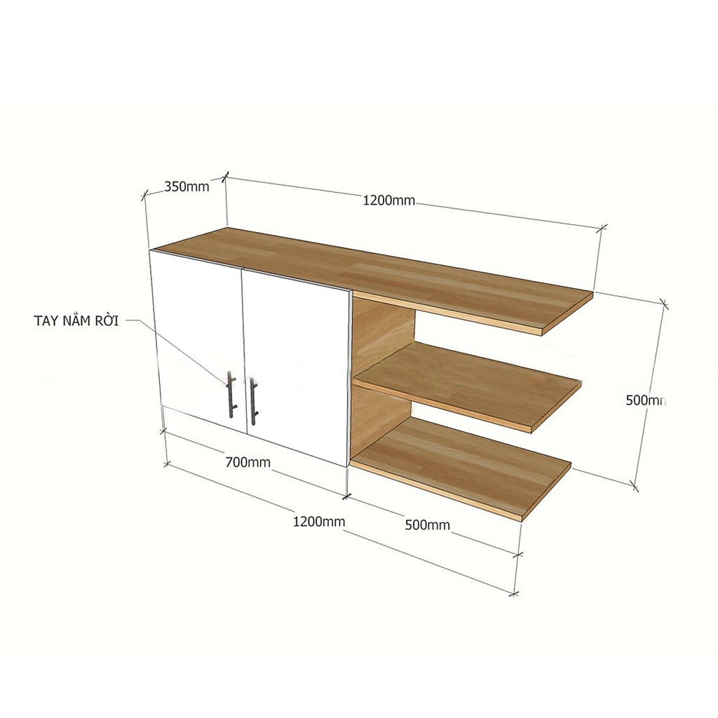 Tủ bếp, kệ bếp treo tường cho không gian nhà bếp nhỏ 1m2 (TB-09)