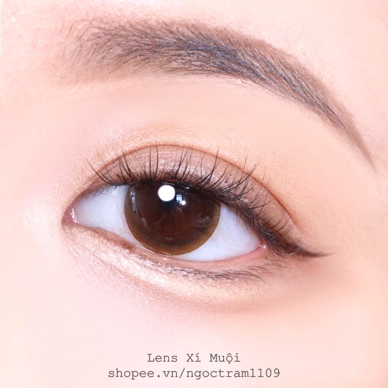 Lens mắt kính áp tròng nâu choco giãn vừa size 14.2mm có độ cận