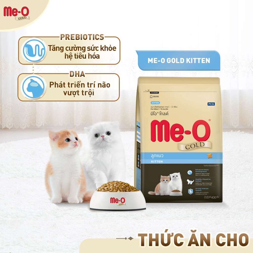 Thức ăn mèo Me-o Gold 1.2kg và 400g giảm mùi hôi tiêu búi lông, Fit and Firm, Indoor, Persian