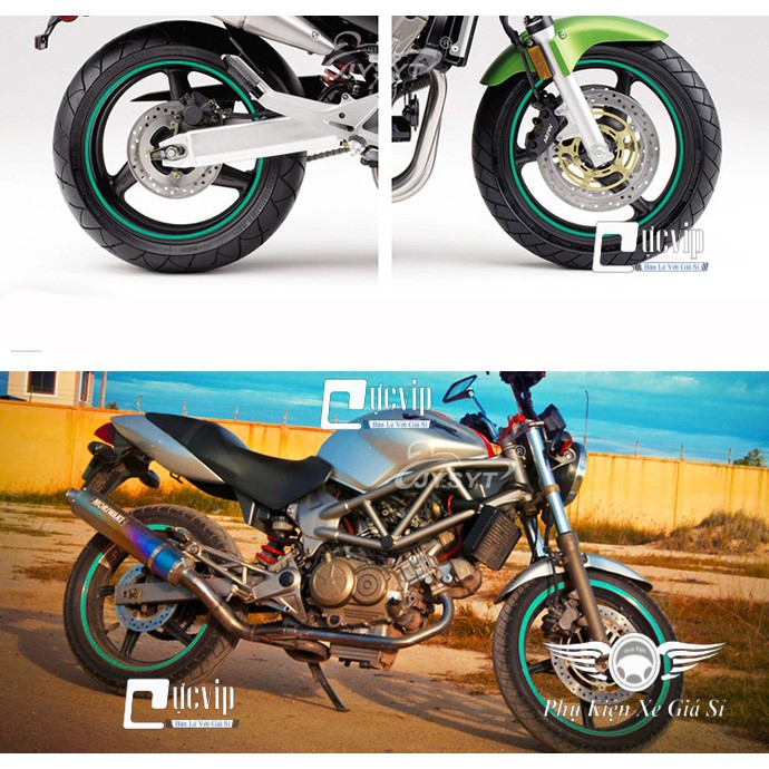 (3151) Sử Dụng Cho Mọi Loại Xe + Bộ Tem Dán Vành (Niềng) Xe Phản Quang Cao Cấp (2 Bánh)