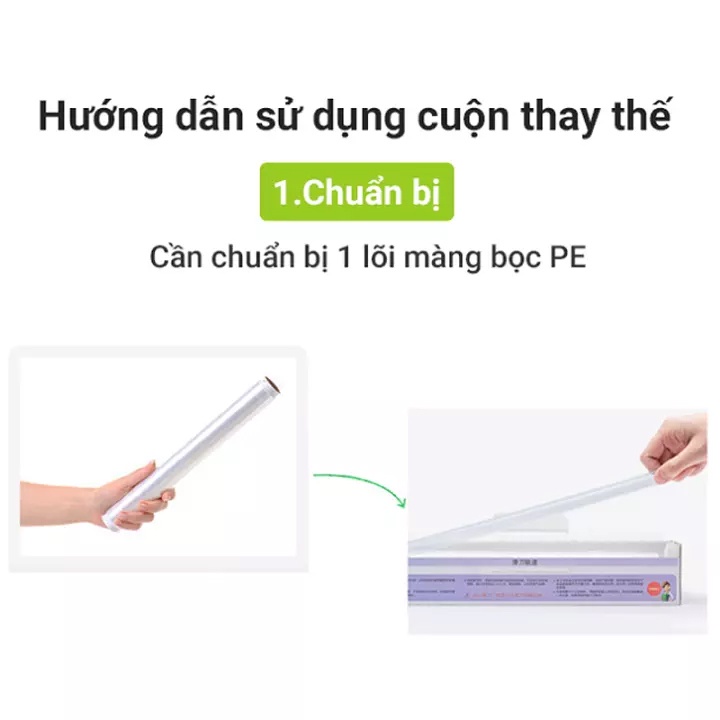 Combo 1 màng bọc thực phẩm PE + 1 lõi màng bọc  MyJae Đài Loan 30cm x 120m dạng dao cắt trượt bảo quản thực phẩm