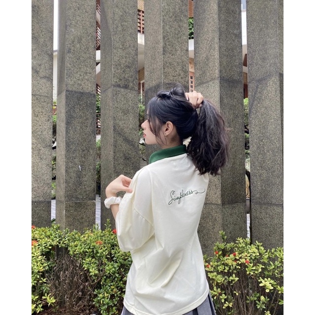 Áo Thun Polo Unisex ATYS màu XANH LÁ/KEM form rộng 🖤  Chất thun cá sấu, form nam nữ unisex/Áo thun có cổ Jaystoree2 🖤