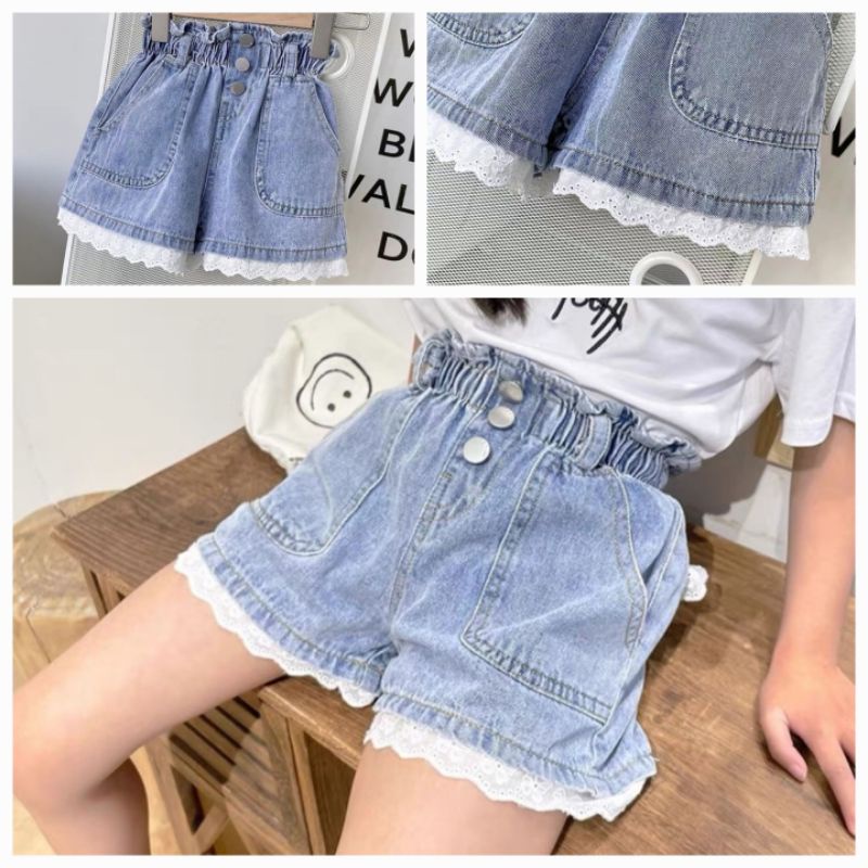 Quần Jean Đùi Bé Gái Dáng Xòe/ Quần Bò giả váy bé gái