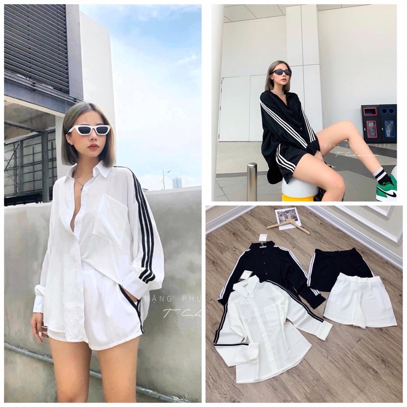 Set đồ thể thao trắng đen