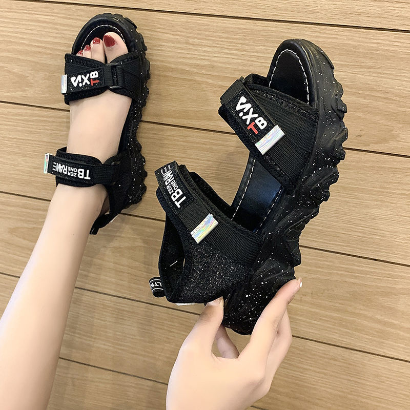 Women's Sandals Summer Fashion Outerwear2021New Student Sports Casual Shoes Fairy Style Velcro Roman Beach Shoes