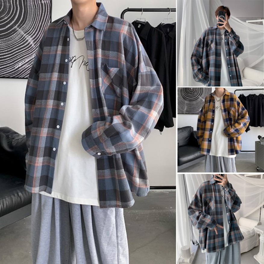 Áo Sơ Mi Caro Oversize Chất Đẹp Siêu Hot🍁 Sơ mi Caro Unisex nam nữ đều mặc được