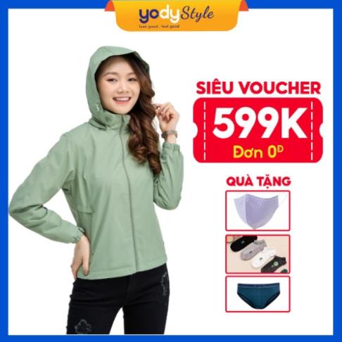 Áo khoác gió nữ YODY 2 lớp cao cấp cản bụi cản gió, trượt nước giữ ấm cơ thể - AKN4054 😍