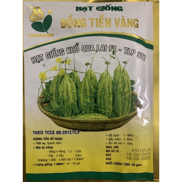 HẠT GIỐNG KHỔ QUA LAI F1 ĐỒNG TIỀN VÀNG TLP 911 (GÓI 20GR)