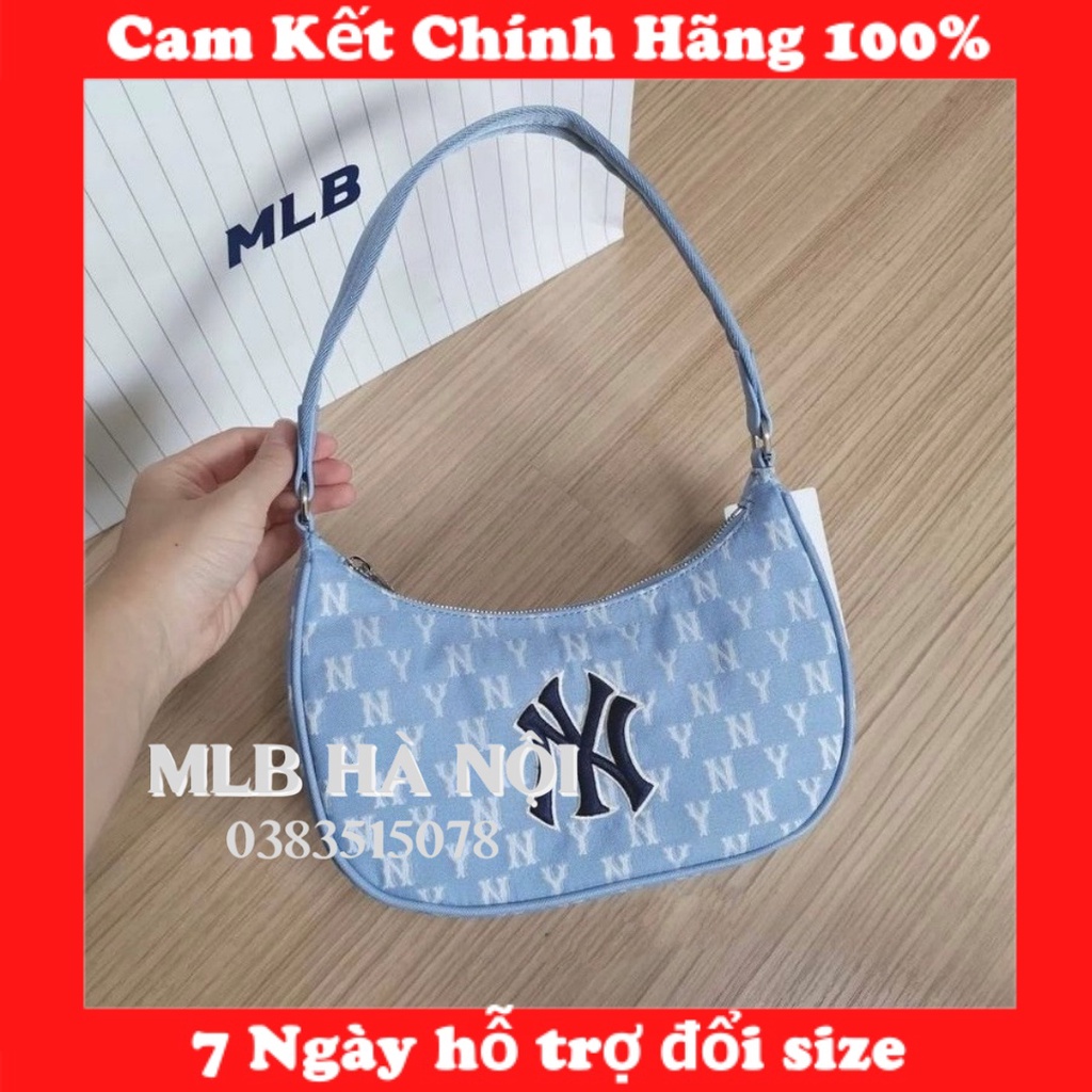 Túi kẹp nách chính hãng MLB Túi xách nữ Monogram Jacquard Hobo New York Yankees