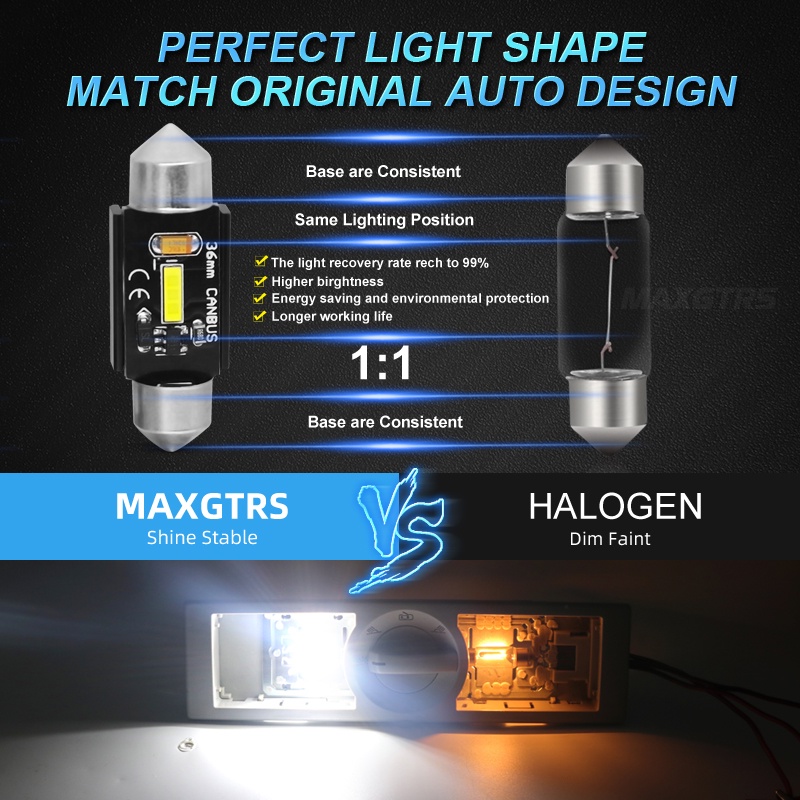 Set 2 Đèn led CANBUS MAXGTRS C5W C10W 12V 31mm 36mm 39mm 41mm Chuyên Dụng Dành Cho Ô Tô