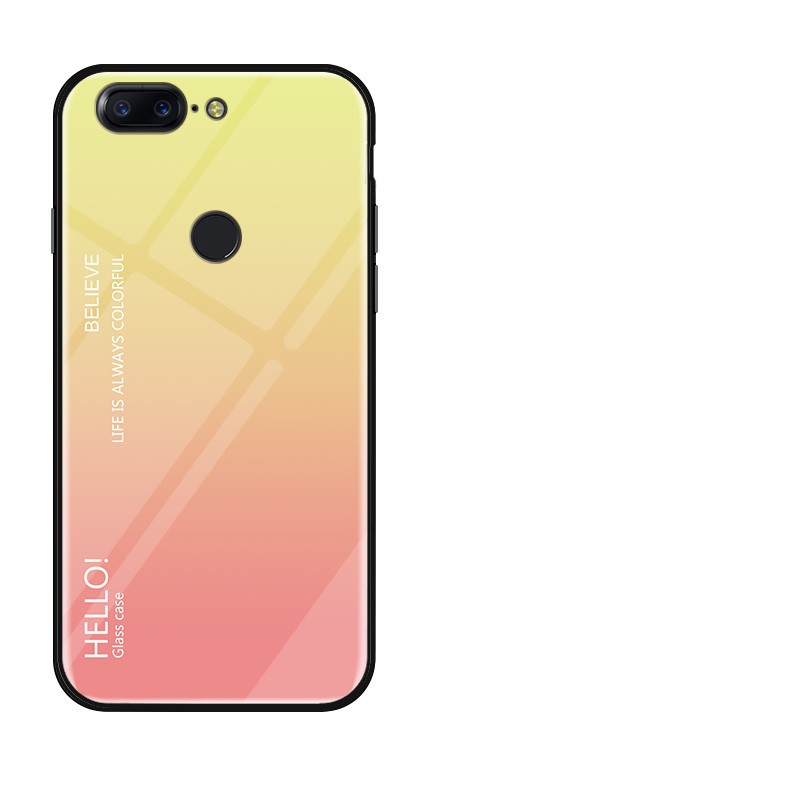 Ốp điện thoại mặt kính cường lực màu gradient dành cho One Plus 5T