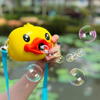 Máy ảnh thổi bong bóng có nhạc hình chú vịt vàng cute Đồ chơi xà phòng tạo bọt tự động cho bé