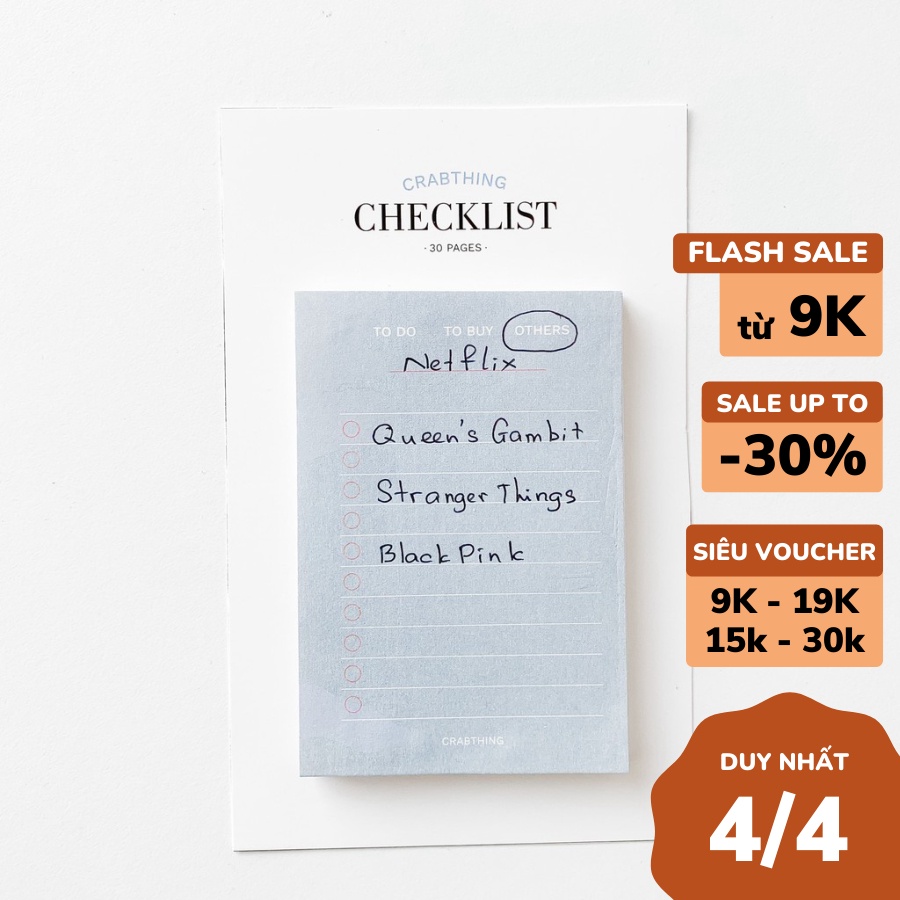 Giấy note ghi chú danh sách - Crabit Checklist Notepad - 30 tờ