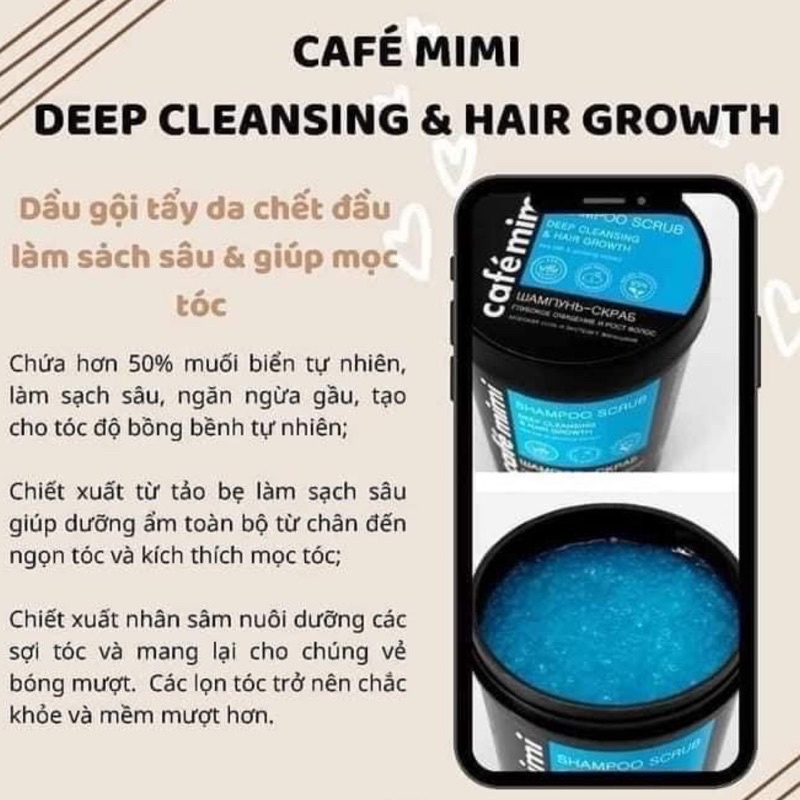 Dầu gội - Tẩy da chết da đầu Cafe Mini 330gr làm sạch sâu cho tóc tơi & bồng bềnh, kiềm dầu, ngừa tóc bết, gàu & ngứa