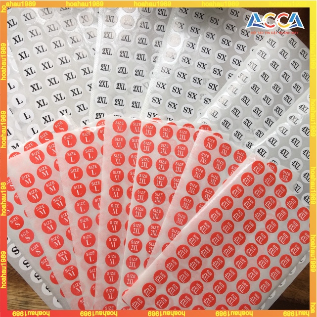 Decal dán size quần áo_Sticker dán size mac_Nhãn Size quần áo_Đủ size_Hàng bán sẵn, nhận in theo yêu cầu