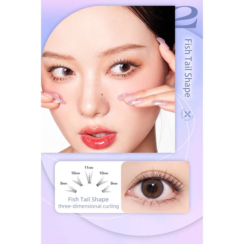 Set 120/ 200 cụm lông mi giả UKISS 9mm 10mm 11mm tự trang điểm chuyên nghiệp