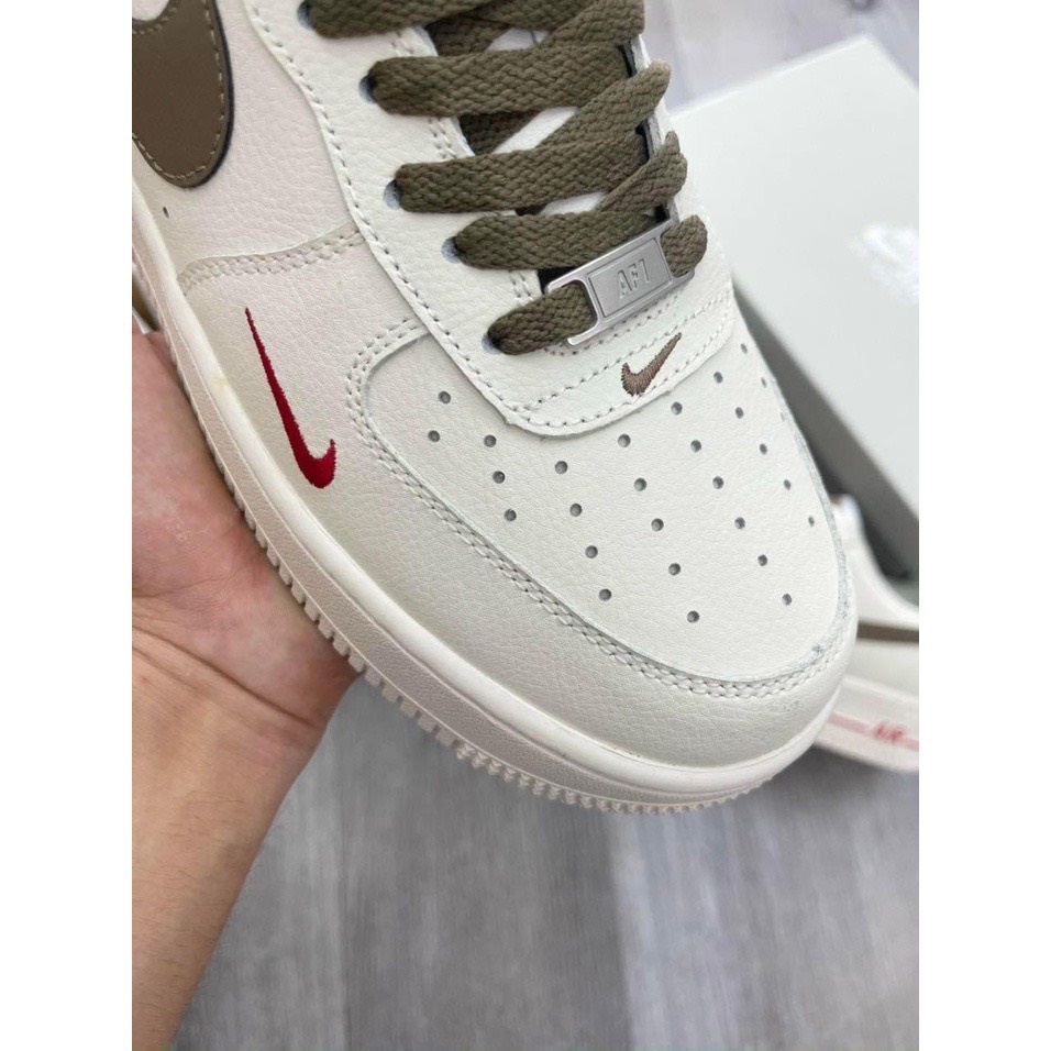 Giày _Nike Air force 1 trắng vệt đen, giày af1 móc nâu chuẩn hàng trung Full Phụ Kiện