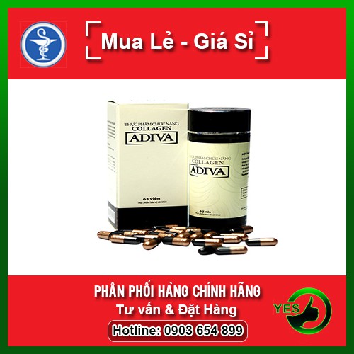 ❤[Chính hãng] Viên Uống ADIVA Collagen - Giúp Đẩy Lùi Lão Hóa, Làn Da Tươi Sáng Mỗi Ngày (Hộp 63 Viên)