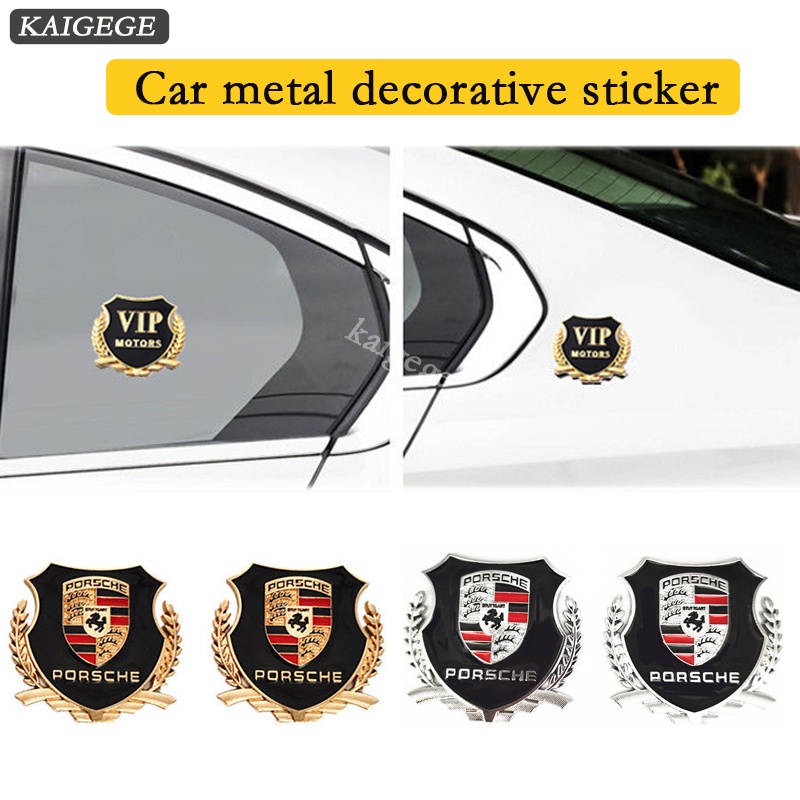 [KG] Nhãn dán kim loại ô tô 3D VIP MOTORS Logo Trang trí Decal Nhãn dán biểu tượng DIY cho Porsche R