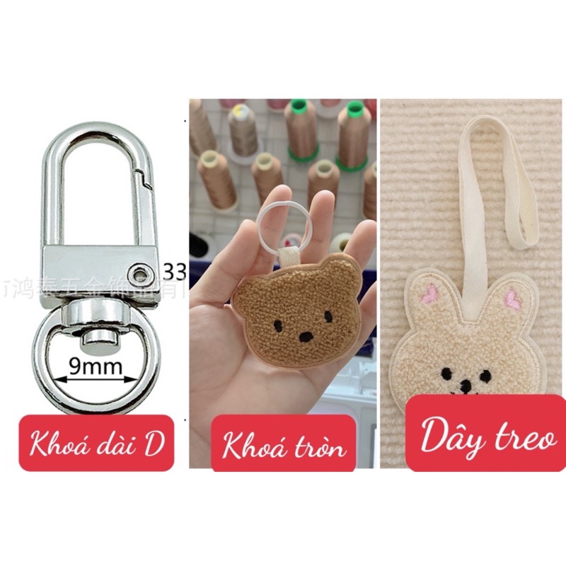 Nametag gấu thỏ thêu tên treo cặp cho bé 🤎