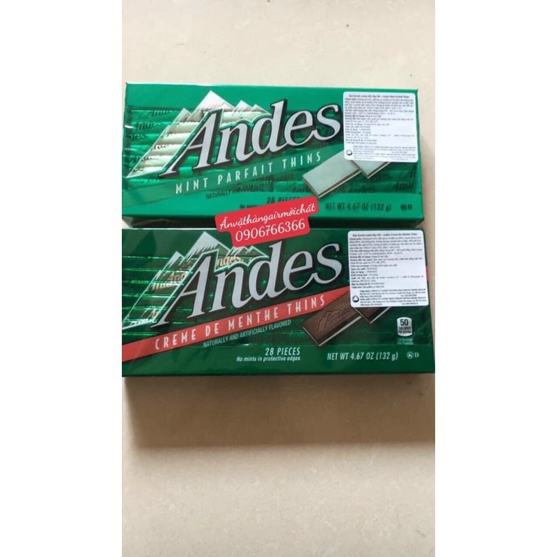 Socola Bạc Hà Andes Mỹ 132g - 28 Thanh