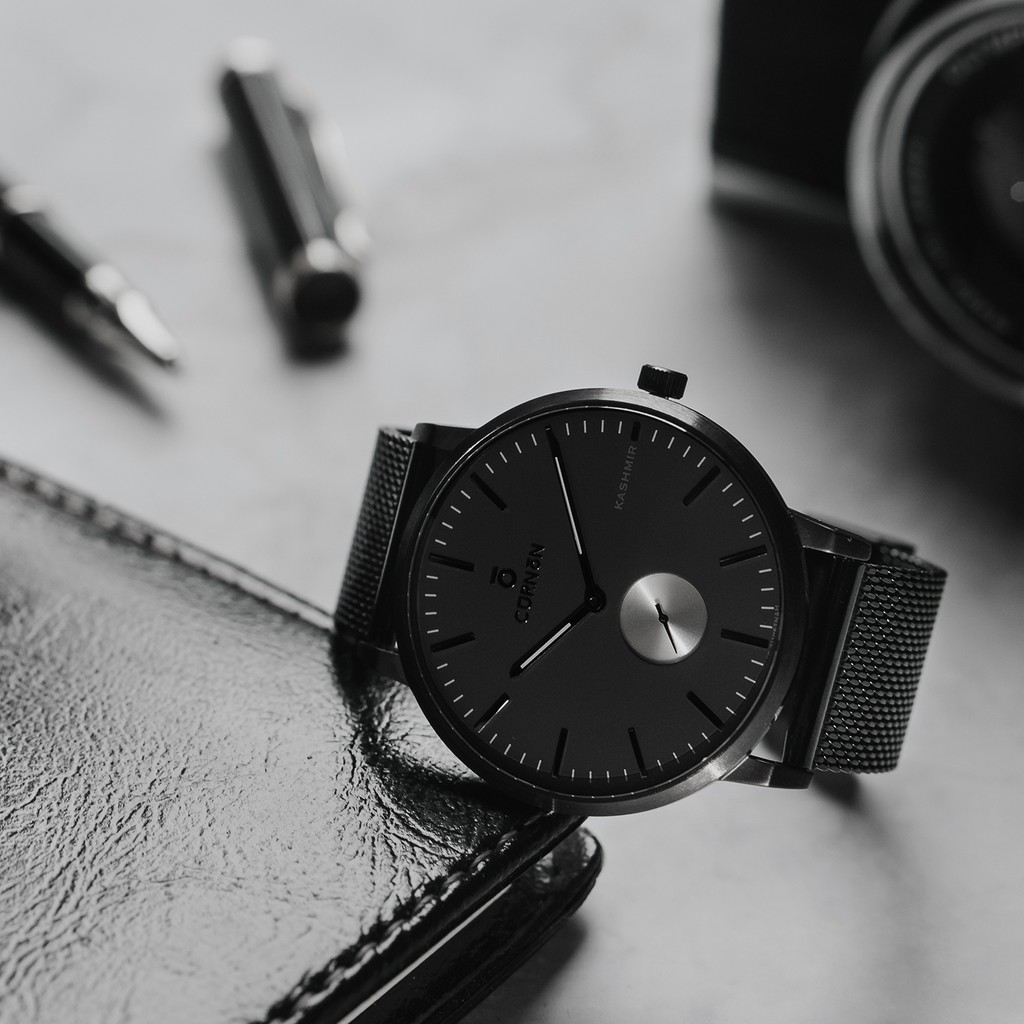 Đồng hồ nam Curnon Kashmir Robust dây kim loại chính hãng, thiết kế 3 kim thời trang