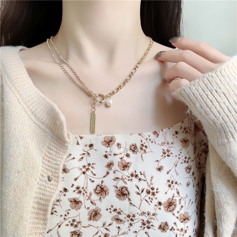 Dây chuyền 2 lớp vòng cổ nữ cá tính hình tròn phong cách Hàn quốc cho nữ