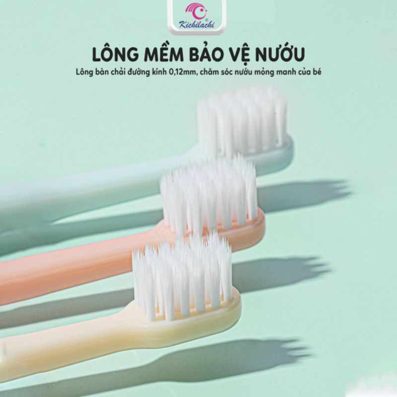 Set 3 Chiếc Bàn chải đánh răng lông mềm cho bé - Kichilachi Kichi (Công nghệ Nhật)