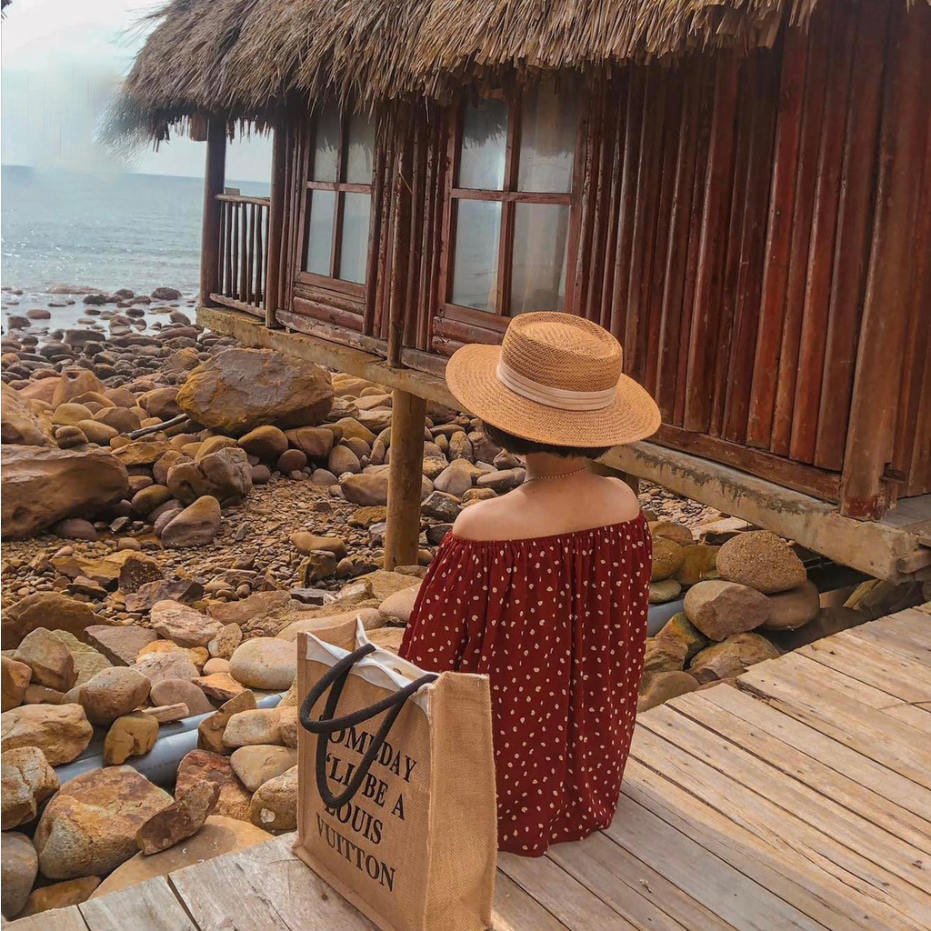 (COMBO đi biển) Mũ cói đi biển cao cấp loại I Gaucho Panama + Túi Cói Someday đi biển
