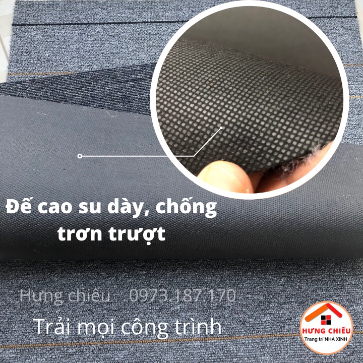 Thảm nỉ ghép trải sàn miếng đế cao su chống trơn trượt trải văn phòng tấm 50x50cm