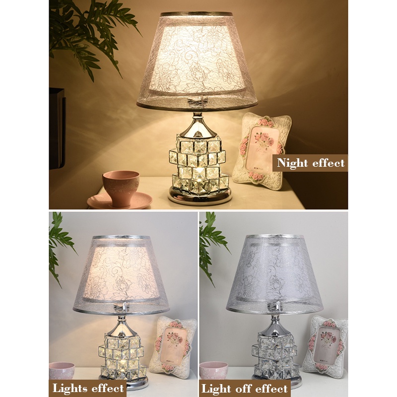 Hộ gia đình đơn giản hiện đại phong cách châu Âu Đèn bàn pha lê LED  phòng ngủ đèn ngủ nghiên cứu đèn trang trí đèn bàn đèn pha lê