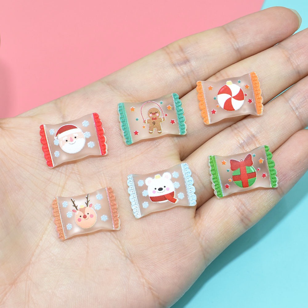 Charm (C456) slime/ Dụng Cụ Charm Trang Trí [Ko Keo &amp; Nút] Kẹo Noel Siêu Cute